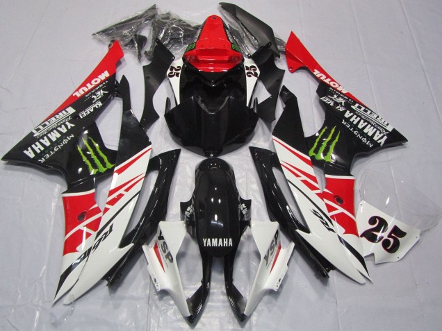 Mejores Carenados Moto Yamaha YZF R6 2008-2016 - Blanco Rojo Negro Brillante Verde Monstruo 25
