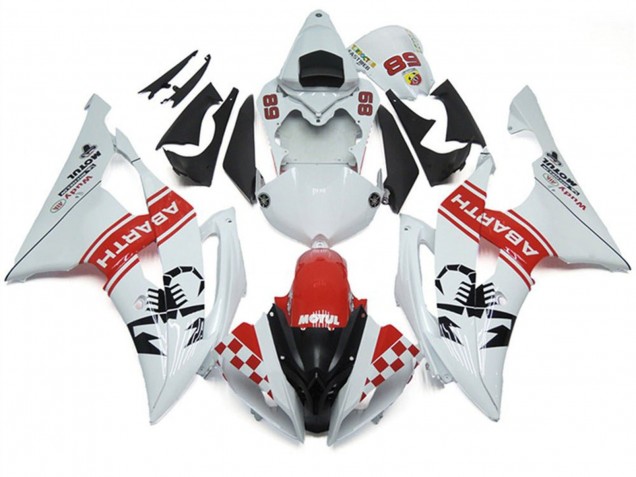 Mejores Carenados Moto Yamaha YZF R6 2008-2016 - Blanco Rojo Negro Motul Michelin Abarth 89