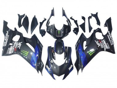 Mejores Carenados Moto Yamaha YZF R6 2017-2023 - Azul Negro Falso FibraCarbono Verde Monstruo