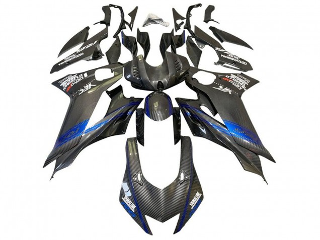 Mejores Carenados Moto Yamaha YZF R6 2017-2023 - Azul Negro Falso FibraCarbono