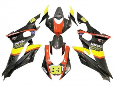 Mejores Carenados Moto Yamaha YZF R6 2017-2023 - Amarillo Naranja Negro Falso FibraCarbono