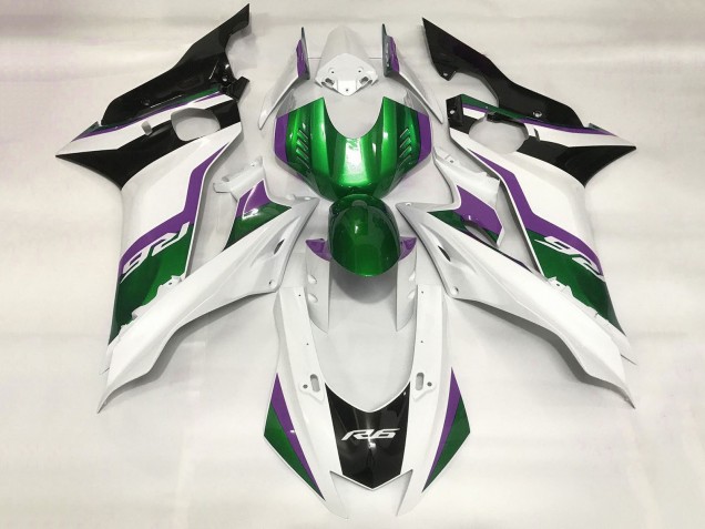 Mejores Carenados Moto Yamaha YZF R6 2017-2023 - Blanco Verde Púrpura Negro