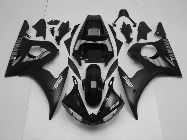 Mejores Carenados Moto Yamaha YZF R6 2005 - Negro Brillante Negro Mate Plata