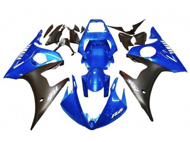Mejores Carenados Moto Yamaha YZF R6 2003-2004 - Azul Negro Mate Blanco Calcomanías