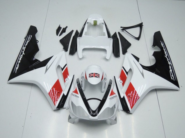 Mejores Carenados Moto Triumph Daytona 675 Triple 2006-2008 - Blanco Rojo Negro Brillante