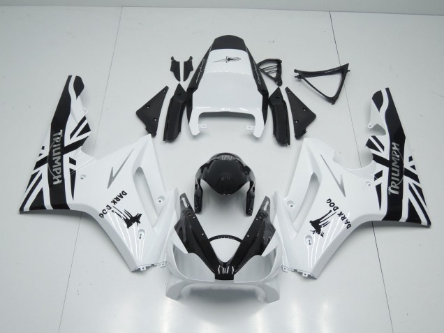 Mejores Carenados Moto Triumph Daytona 675 Triple 2006-2008 - Blanco Negro Brillante Dark Dog