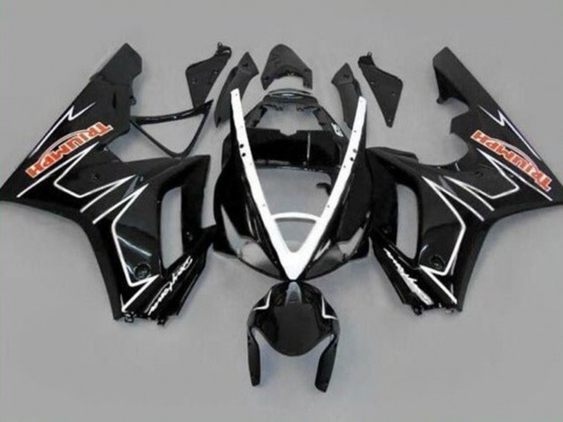 Mejores Carenados Moto Triumph Daytona 675 Triple 2006-2008 - Negro Brillante Blanco Raya
