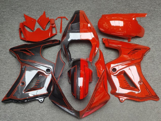 Mejores Carenados Moto Suzuki SV650 2003-2013 - Rojo Brillante FibraCarbono