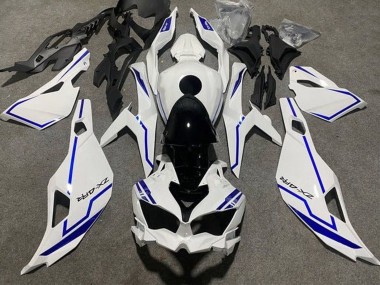 Mejores Carenados Moto Kawasaki ZX4R ZX-4RR 2019-2025 - Blanco Azul Raya