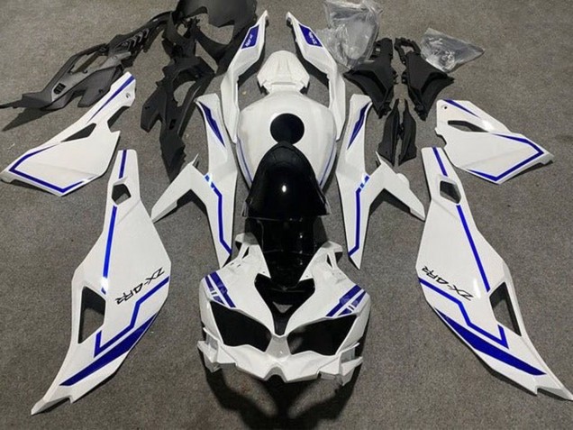 Mejores Carenados Moto Kawasaki ZX4R ZX-4RR 2019-2025 - Blanco Azul Raya