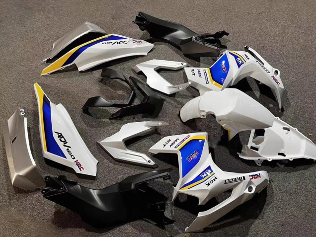 Mejores Carenados Moto Honda ADV160 2022-2024 - Blanco Azul Amarillo HRC