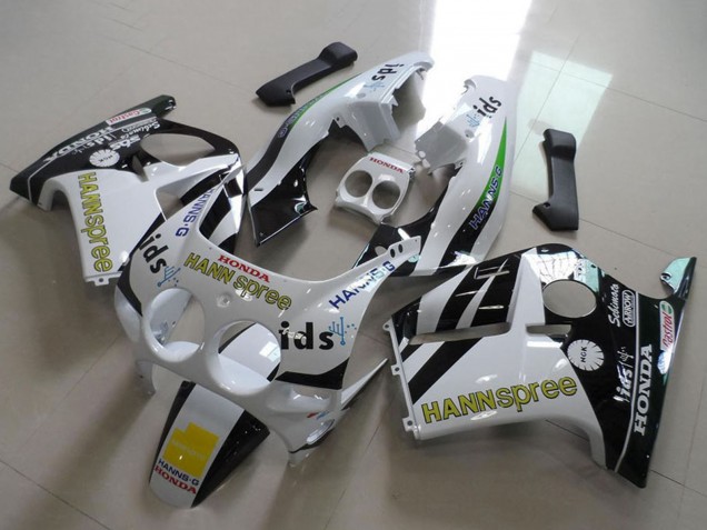 Mejores Carenados Moto Honda CBR250RR MC19 1988-1989 - Blanco Amarillo Negro Brillante Hannspree