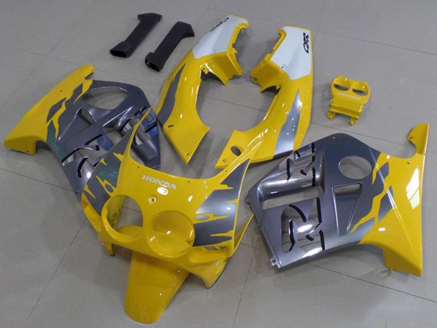 Mejores Carenados Moto Honda CBR250RR MC19 1988-1989 - Blanco Amarillo Plata