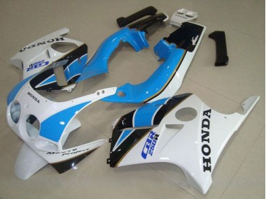 Mejores Carenado Moto Honda CBR250RR MC19 1988-1989 - Blanco Azul Claro Negro Brillante