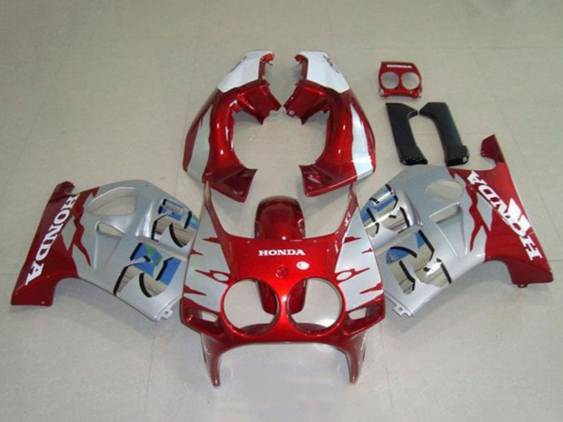 Mejores Carenados Moto Honda CBR250RR MC19 1988-1989 - Plata Blanco Rojo