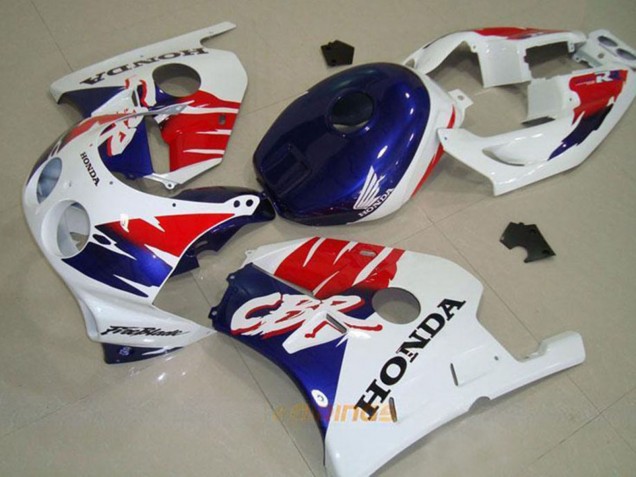 Mejores Carenado Moto Honda CBR250RR MC22 1990-1998 - Blanco Rojo Azul
