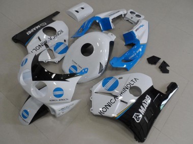 Mejores Carenados Moto Honda CBR250RR MC22 1990-1998 - Blanco Azul Negro Brillante Konica Minolta