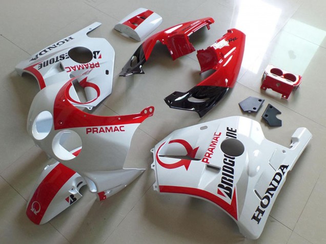 Mejores Carenados Moto Honda CBR250RR MC22 1990-1998 - Blanco Rojo Pramac Bridgestone