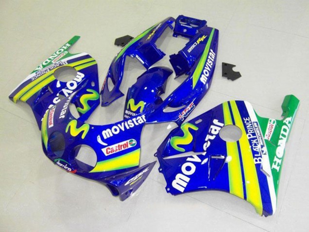 Mejores Carenados Moto Honda CBR250RR MC22 1990-1998 - Azul Amarillo Verde MoviStar Castrol