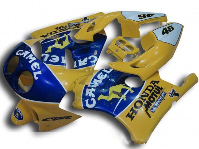 Mejores Carenados Moto Honda CBR250RR MC22 1990-1998 - Amarillo Azul Camello Motul