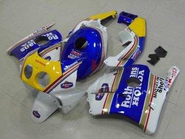 Mejores Carenados Moto Honda CBR250RR MC22 1990-1998 - Blanco Azul Amarillo Rothmans