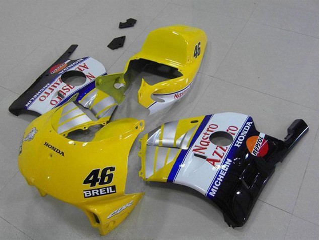 Mejores Carenados Moto Honda CBR250RR MC22 1990-1998 - Amarillo Plata Blanco Rojo Nastro Azzurro Breil 46