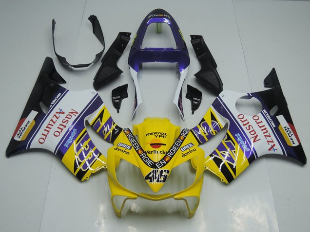 Mejores Carenados Moto Honda CBR600 F4i 2001-2003 - Amarillo Blanco Azul Negro Rojo Nastro Azzurro