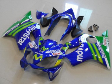 Mejores Carenados Moto Honda CBR600 F4i 2004-2007 - Azul Verde MoviStar Castrol