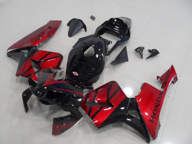 Mejores Carenado Moto Honda CBR600RR 2003-2004 - Rojo Negro Brillante Raya
