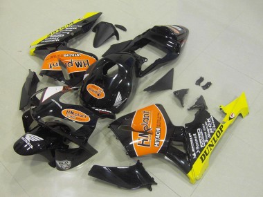 Mejores Carenados Moto Honda CBR600RR 2003-2004 - Negro Brillante Naranja Amarillo Hm Plant Dunlop