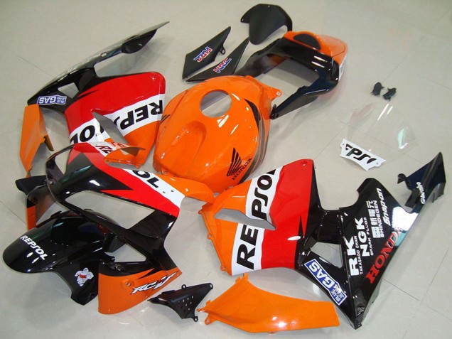 Mejores Carenado Moto Honda CBR600RR 2003-2004 - Naranja Blanco Rojo Negro Brillante Repsol
