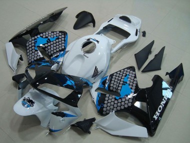 Mejores Carenado Moto Honda CBR600RR 2003-2004 - Blanco Azul Negro Brillante
