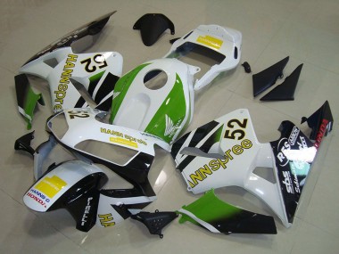 Mejores Carenados Moto Honda CBR600RR 2003-2004 - Blanco Verde Amarillo Negro Brillante Hannspree 52