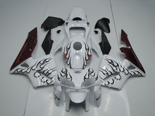 Mejores Carenado Moto Honda CBR600RR 2005-2006 - Blanco Negro Llama