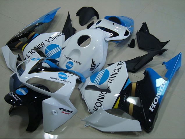 Mejores Carenados Moto Honda CBR600RR 2005-2006 - Blanco Azul Negro Brillante Konica Minolta