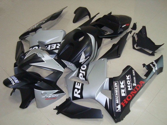 Mejores Carenados Moto Honda CBR600RR 2005-2006 - Negro Mate Plata Repsol