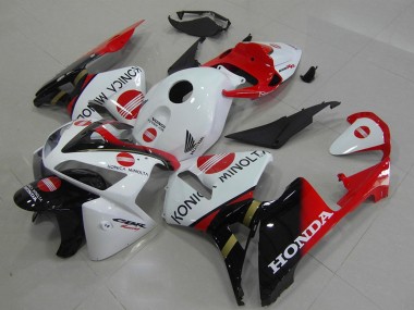 Mejores Carenados Moto Honda CBR600RR 2005-2006 - Blanco Rojo Negro Brillante Konica Minolta