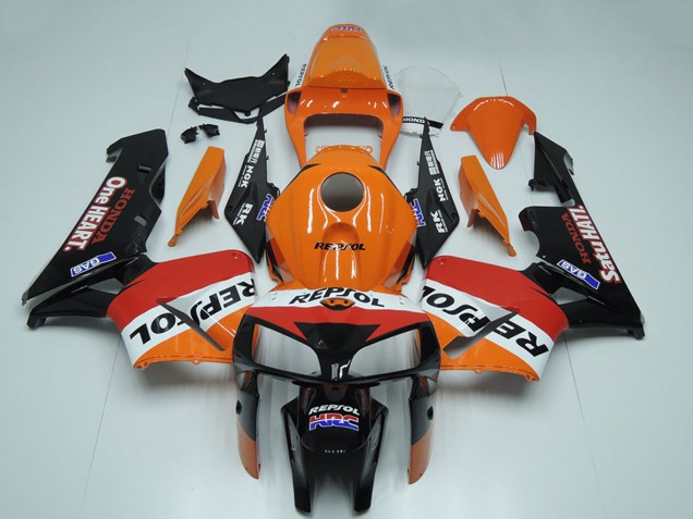 Mejores Carenado Moto Honda CBR600RR 2005-2006 - Negro Naranja Blanco Rojo Repsol