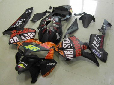 Mejores Carenados Moto Honda CBR600RR 2005-2006 - Negro Mate Naranja Amarillo Rossi 46