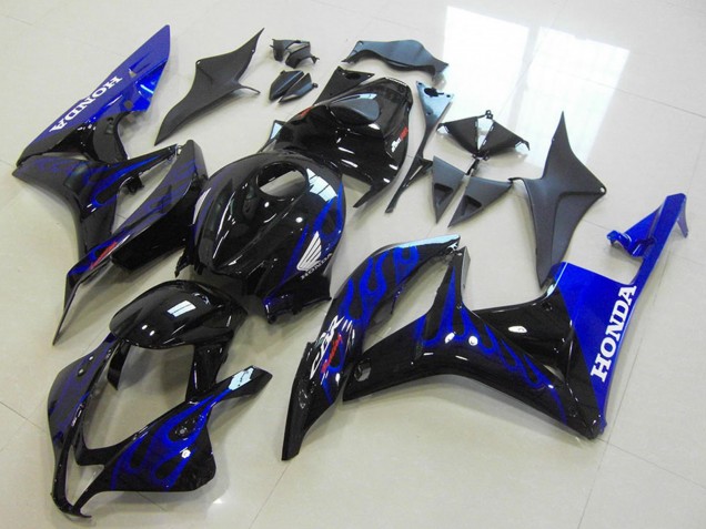 Mejores Carenados Moto Honda CBR600RR 2007-2008 - Negro Brillante Azul Llama