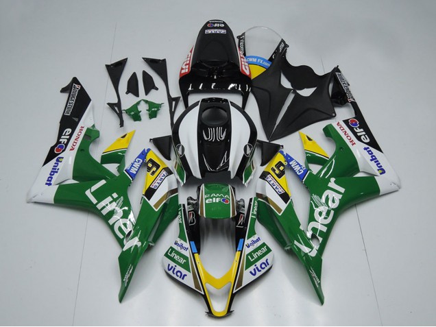 Mejores Carenados Moto Honda CBR600RR 2007-2008 - Verde Blanco Negro Brillante Línear