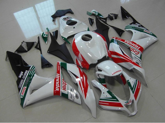 Mejores Carenados Moto Honda CBR600RR 2007-2008 - Blanco Rojo Verde Negro Brillante Castrol 38