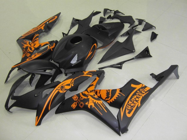 Mejores Carenados Moto Honda CBR600RR 2007-2008 - Negro Mate Naranja Cráneo
