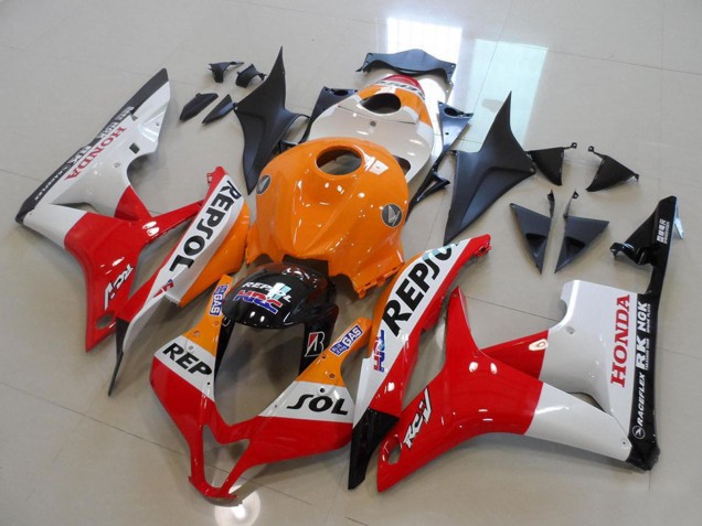 Mejores Kits Carenado Moto Honda CBR600RR 2007-2008 - Naranja Blanco Rojo Negro Brillante Repsol