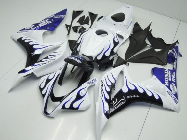 Mejores Carenados Moto Honda CBR600RR 2007-2008 - Blanco Azul Negro Brillante Llama
