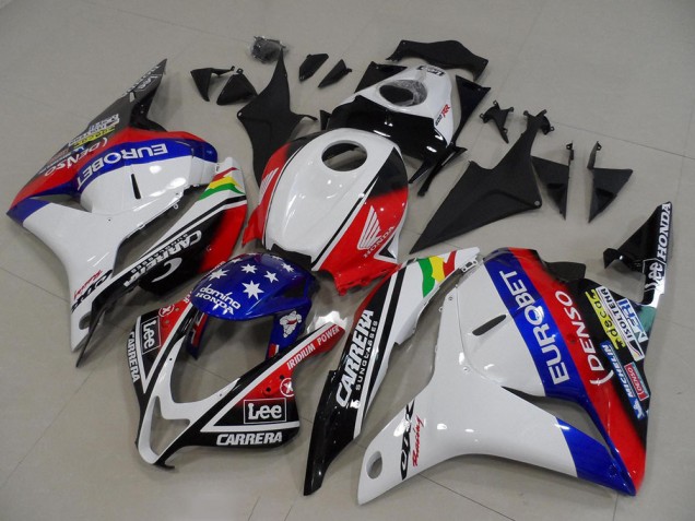 Mejores Carenados Moto Honda CBR600RR 2009-2012 - Blanco Rojo Azul Negro Brillante EuroBet Lee Estrella