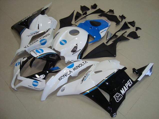 Mejores Carenados Moto Honda CBR600RR 2009-2012 - Blanco Azul Negro Brillante Konica Minolta