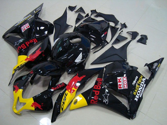 Mejores Carenado Moto Honda CBR600RR 2009-2012 - Negro Brillante Amarillo Rojo Bull