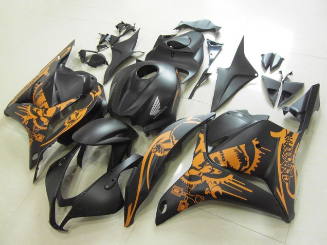 Mejores Carenados Moto Honda CBR600RR 2009-2012 - Negro Mate Naranja Cráneo