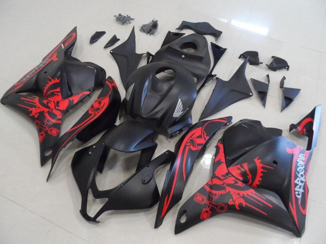 Mejores Carenados Moto Honda CBR600RR 2009-2012 - Negro Mate Rojo Cráneo